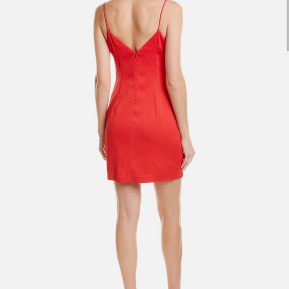 Aidan Mattox pinkish red mini silky dress; size 6; tie front - Picture 3 of 3